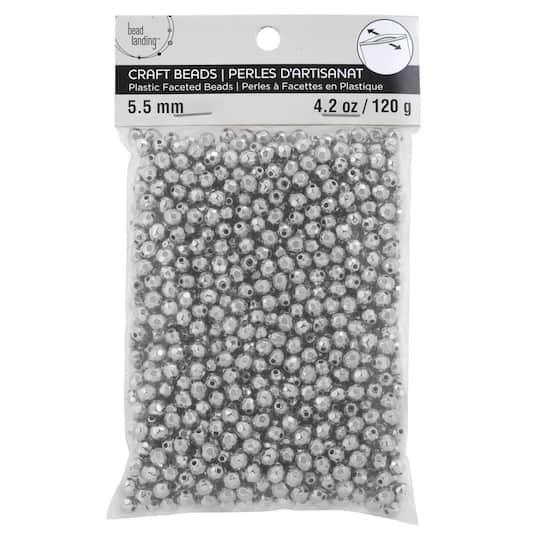 Rhodium Faceted CCB Round Craft Beads, 5.5mm by Bead Landing™